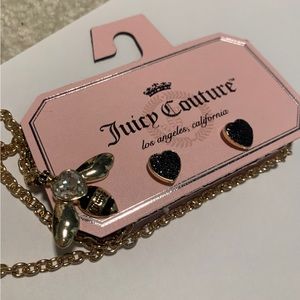 Juicy Couture Gold Bee Necklace and Heart Set Jewelry